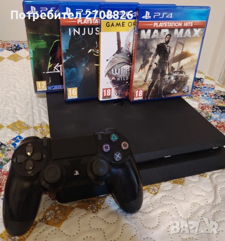 Ps4 slim 1TB комплект с оригинален джойстик и игри