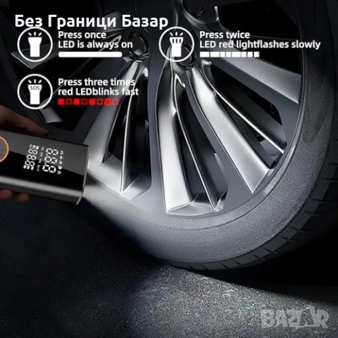 Нова безжична помпа за гуми 150PSI дигитален компресор LED за кола колело автомобил велосипед мотор, снимка 4 - Друга електроника - 54489003