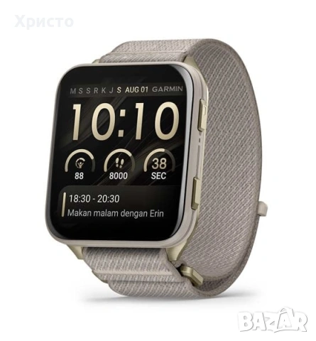 НОВ!!! Смарт часовник Garmin Venu X1, Soft Gold с титаниев гръб и каишка найлон French Gray  