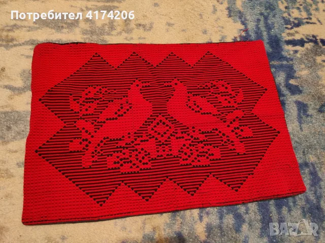 Автентична тъкана калъфка за декоративна възглавница – Битови орнаменти / Етно декор (Червено и Черн, снимка 2 - Декорация за дома - 55604348