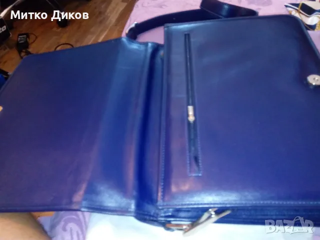 Petek 1855 маркова бизнес тъмно синя унисекс чанта нова естествена кожа 33х25х14, снимка 5 - Чанти - 55604757