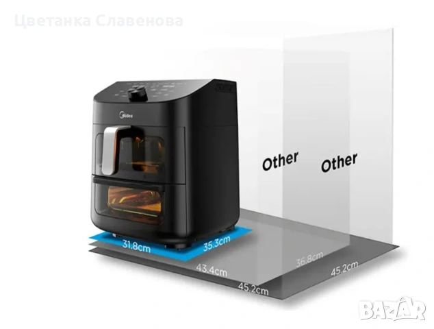 Еърфрайър /Фритюрник с горещ въздух 11 л,1850 W ,двузонов дизайн,функция IOT, снимка 6 - Фритюрници - 50730891