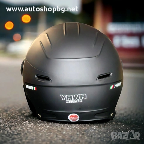 Шлем, каска за мотор скутер мотопед с визьор YAWA, черна, сива и червена , снимка 14 - Аксесоари и консумативи - 48998670