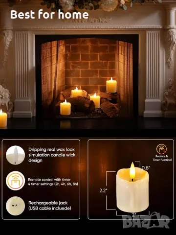 Homemory акумулаторни безпламъчни свещи с таймер, реалистични LED оброчни чаени лампички с батерии , снимка 3 - Декорация за дома - 55332411