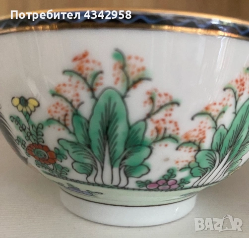Винтидж китайска порцеланова купичка с лъжица – ръчно рисувана, 1950–1970 г., снимка 6 - Антикварни и старинни предмети - 54947374