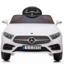 Бяла акумулаторна кола Mercedes Benz CLS350 с кожена седалка 12V, снимка 1