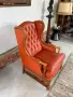 Винтидж кожен wingback фотьойл , снимка 4