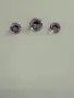 Лот естествени аметисти 3.40 ct – 3 броя, кръгъл брилянтен шлиф, отличен блясък, снимка 1