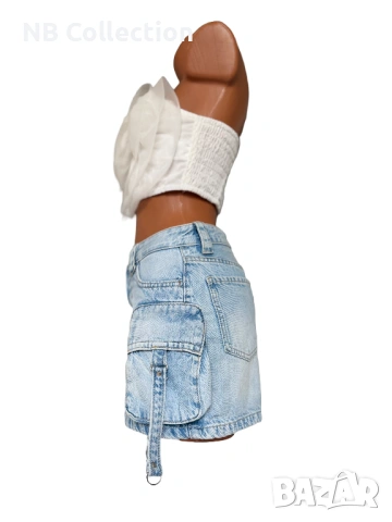 Bershka дамска къса дънкова пола , снимка 7 - Поли - 51134022