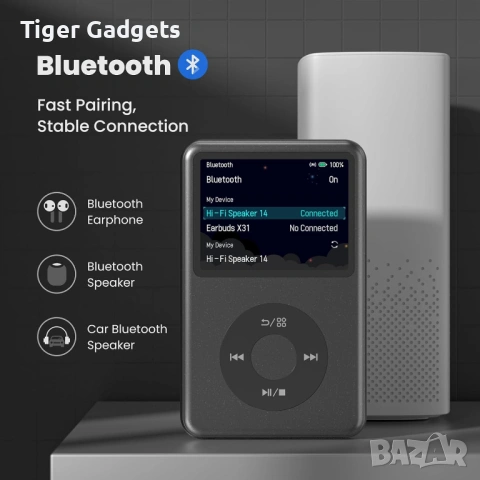 Innioasis Y1 MP3 Player – 128GB мултимедиен плеър с Bluetooth и тъч колело, снимка 2 - MP3 и MP4 плеъри - 53974936