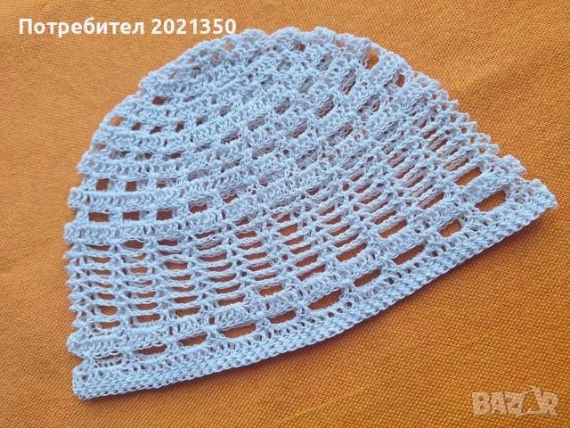 Лятна, ажурена шапка, изплетена на 1 кука, снимка 2 - Шапки - 55501506