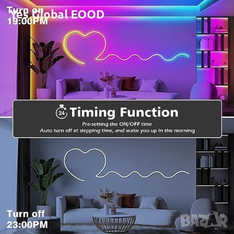 RGB неон лента 10м LETIANPAI App контрол IP65, снимка 7 - Лед осветление - 54423465