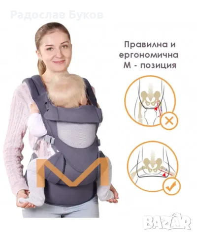 Ергономична раница за бебе Vika Baby®, Тъмно сив, снимка 3 - Кенгура и ранички - 55541137