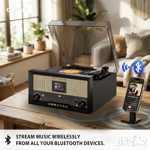 Ретро грамофон 9 в 1 с CD, Bluetooth, DAB/FM радио и USB, снимка 5 - Грамофони - 55492900