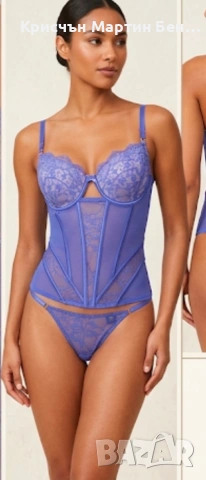 Оригинален комплект Victoria's Secret – Дантелен корсет и прашки, размер 