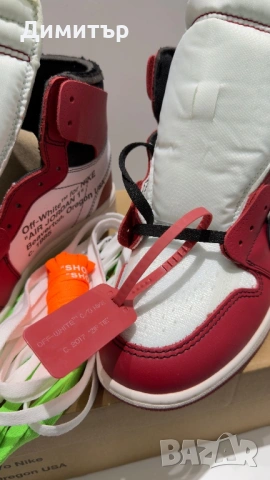 Nike off-white x air jordan 1 Chicago, снимка 15 - Маратонки - 54537248