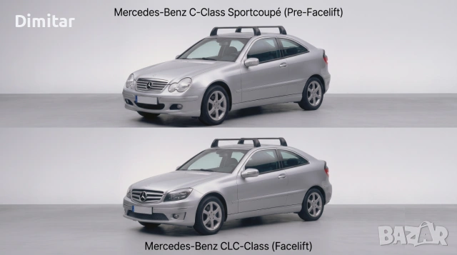 Mercedes w203 Coupe и CLC cl203 - Оригинален багажник за покрив (напречни греди, релси, рейлинг)