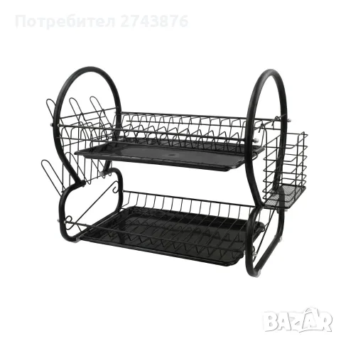 СУШИЛКА ЗА СЪДОВЕ МЕТАЛ EK-6032, 2 реда, Тавички за оттичане, Органайзер за прибори, снимка 2 - Аксесоари за кухня - 40153261