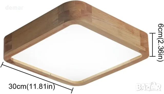 LED панел/плафон за таван с дървена рамка и CCT (смяна на температурата на светлината) 30 см, 24W, снимка 2 - Лампи за таван - 55537282