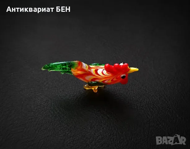 РЪЧНО ИЗРАБОТЕНА СТЪКЛЕНА ФИГУРКА – ПЕТЕЛ, снимка 5 - Декорация за дома - 55666081