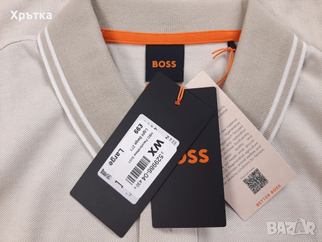 Hugo Boss Peoxfordnew - Оригинална мъжка тениска с яка р-р L/XL, снимка 9 - Тениски - 54151659