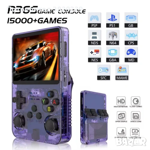 Портативна конзола R36S 64GB 3.5 Inch IPS HD 16000+ игри, снимка 4 - Други игри и конзоли - 54598106