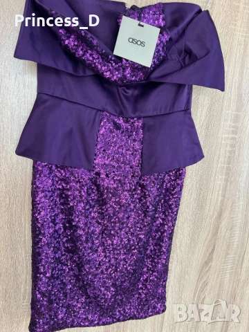 Рокля с пайети и сатен Asos , снимка 4 - Рокли - 54496189