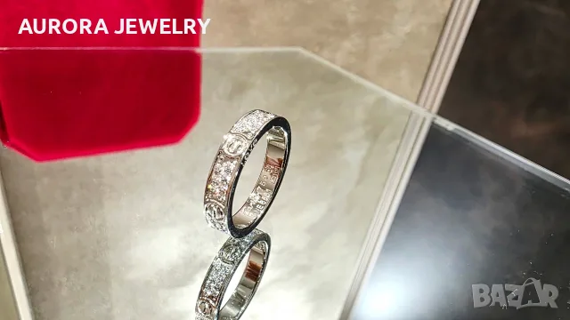 CARTIER Love Band White Gold Paved Diamonds Унисекс Пръстен, снимка 6 - Пръстени - 52870389