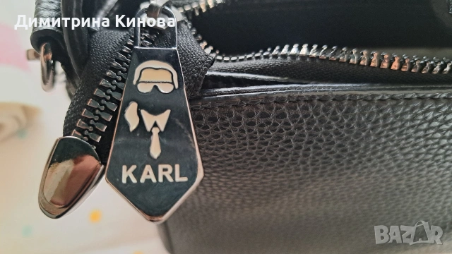 Черна малка чанта Karl Lagerfeld , снимка 9 - Чанти - 54836584