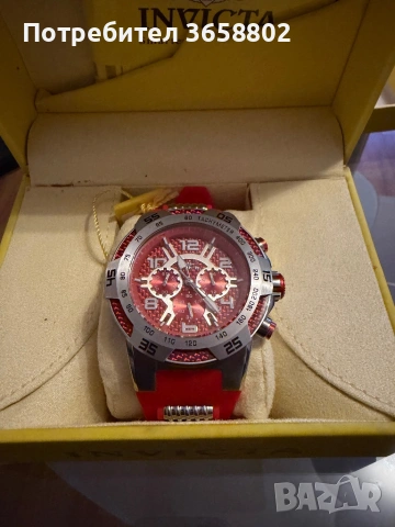 ЧИСТО НОВ Мъжки часовник Invicta Aviator Chronograph – Червен/Сребрист, снимка 5 - Мъжки - 54824143