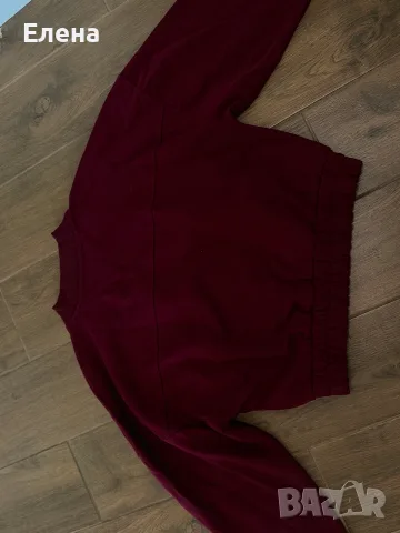Tommy Jeans дамски къс суитшърт, бордо, размер S, снимка 3 - Суичъри - 55441373