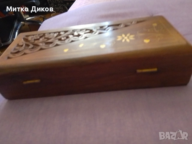 Индия нова дървена кутия с мет.орнаменти 200х87х48 мм ръчна изработка , снимка 5 - Декорация за дома - 54884937