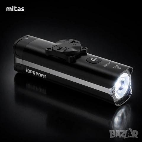 Предна SMART LED фар светлина за велосипед IGPSPORT VS1200 + Стойка M80, 1200 lm, Bluetooth, USB-C