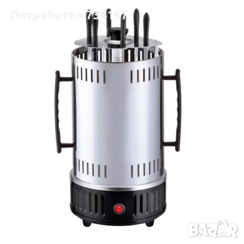 Електрическа скара за барбекю с 6 вертикални шиша – 1000W, автоматично въртене, без дим, снимка 7 - Уреди за готвене на пара - 54030723