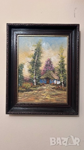 Картина Селска къща сред брезите