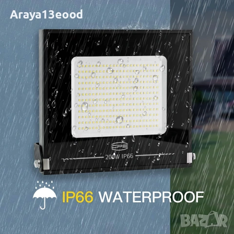2 броя LED прожектор CP3 200W 17500 lm IP66 – Външен прожектор с щепсел, снимка 2 - Прожектори - 55119220