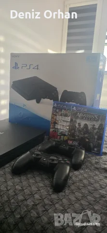 PS4 Slim 1TB с 2 джойстика + 2 игри (GTA 5 и AC:Syndicate)