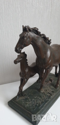 Винтидж скулптура на кон и жребче, снимка 9 - Колекции - 54031583