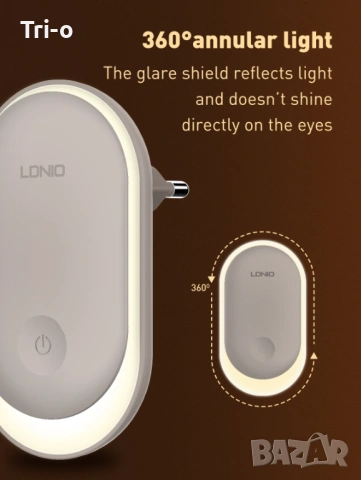 LDNIO Умна нощна лампа с EU щепсел за контакт, LED енергоспестяваща, за спалня, детска лампа за сън, снимка 3 - Други - 54010245