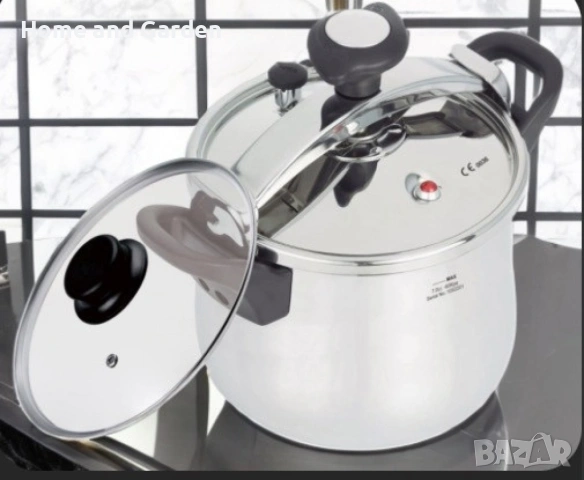 Тенджера под налягане Rosberg, 5л/7л/9л, Индукция, Неръждаема стомана, Стъклен и метален капак, снимка 2 - Съдове за готвене - 53995704