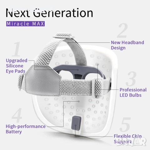 HIME SAMA Miracle ACE RB-034 – 8-цветна LED маска за лице с Photon Light Therapy, снимка 5 - Други - 54553124