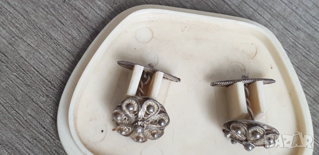 Стари сребърни филигранни бутонели, ръкавели, снимка 9 - Антикварни и старинни предмети - 54189117