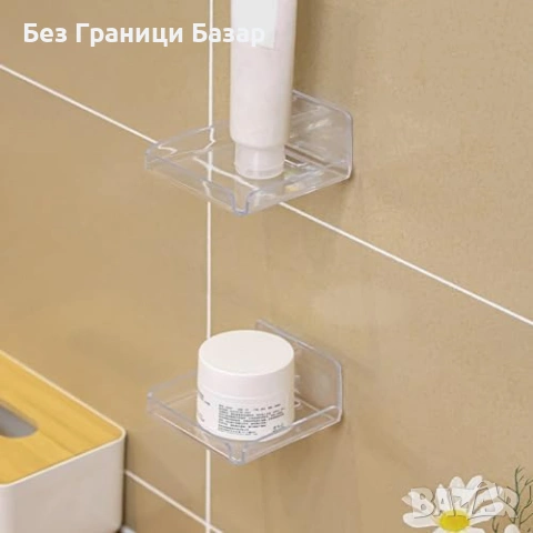 Нови 2 броя Прозрачни Акрилни Плаващи Рафта Без Пробиване на стена Самозалепващи Рафтчета баня офис , снимка 6 - Други стоки за дома - 54639090