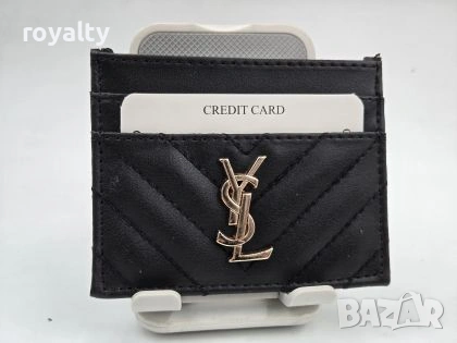 Yves Saint Laurent Кожен Черен Картодържател YSL