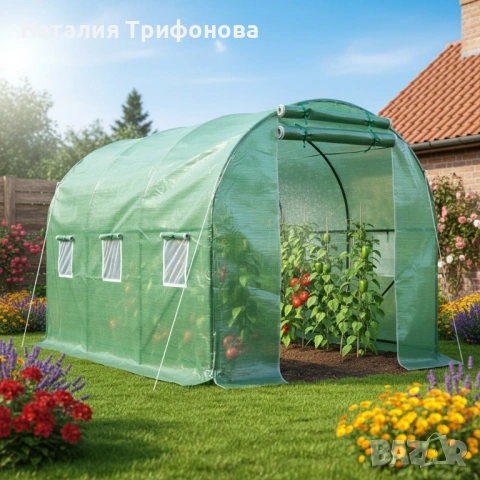 Резервно покривало за оранжерия 3x2x2м – Армирано UV , с цип и прозорци (без рамка), снимка 2 - Оранжерии - 54087480