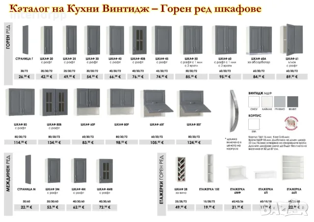 Кухня Винтидж Сноу МДФ 320см от готови модулни шкафове без плот, снимка 3 - Кухни - 28124045