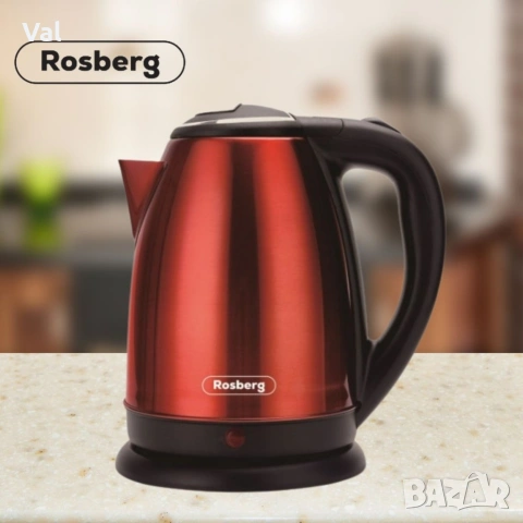 Електрическа кана Rosberg, 1800W, 1.8л., Корпус неръжд. стомана, Черен/ Сив Металик/ Червен металик, снимка 6 - Кани - 54922905
