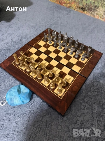 Шах и табла от дърво метални фигури., снимка 3 - Колекции - 53988607