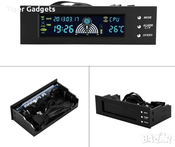 Fan Speed Controller 5.25" LCD Panel – контролер за вентилатори с температурен дисплей и CPU сензор, снимка 2 - Други - 54493212