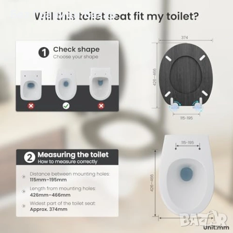 Нова Здрава дървена тоалетна седалка Soft Close регулируема плавно затваряне 250 кг, снимка 6 - Други стоки за дома - 54195204